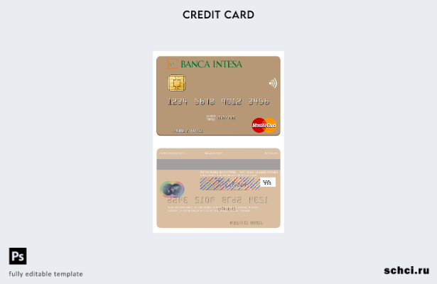 цифровая загрузка шаблона карты Mastercard Polska Banca Intesa